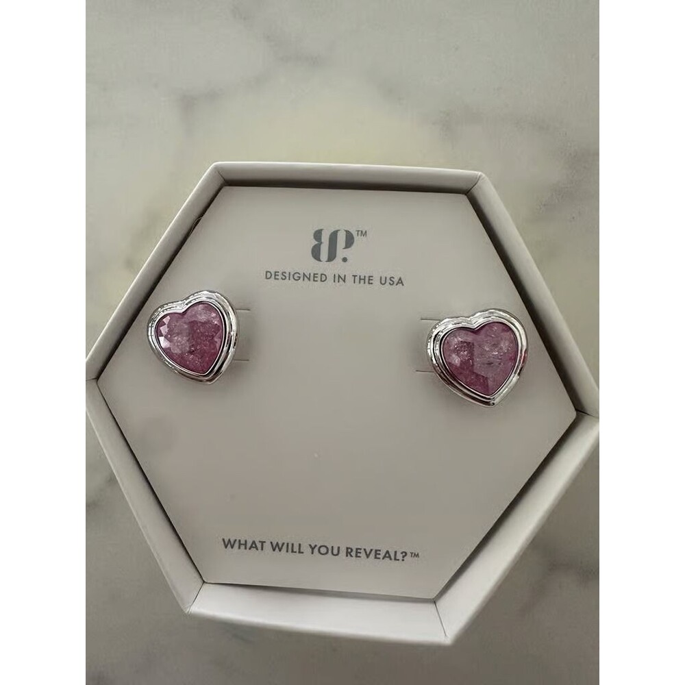 Heart Earrings, BP, Pink